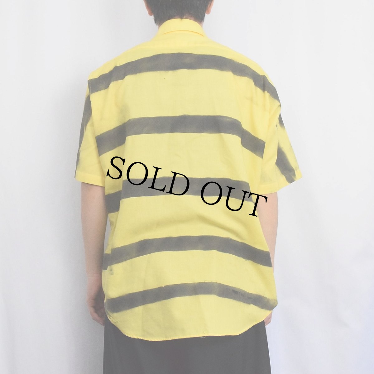 画像3: 70's ARROW スプレーペイント ボーダー柄コットンポリシャツ (3)