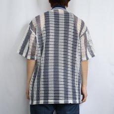 画像3: ストライプ柄 メッシュポロシャツ XL (3)