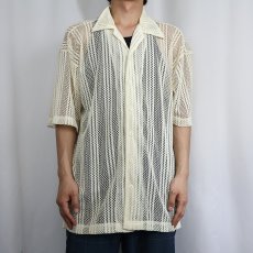 画像2: 80〜90's WEAR THE RIGHT THING メッシュ オープンカラーシャツ M (2)
