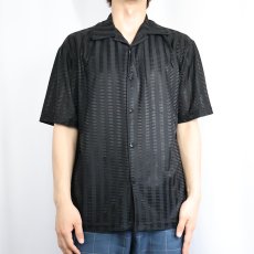 画像2: 90's POP ICON USA製 ストライプ柄 シースルー オープンカラーシャツ L (2)