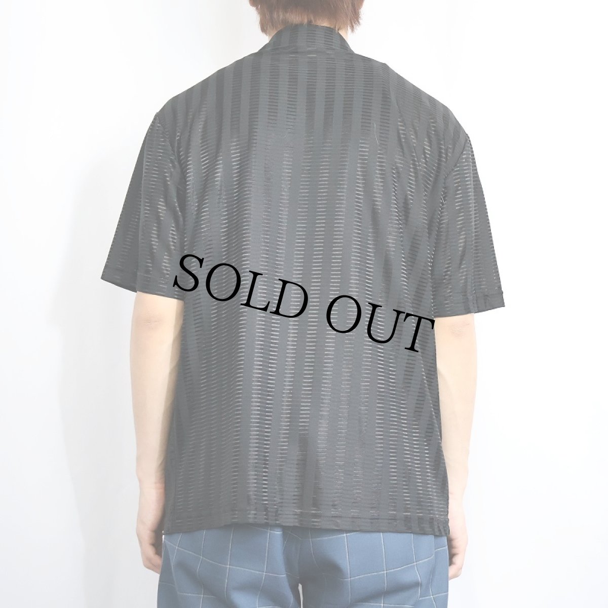 画像3: 90's POP ICON USA製 ストライプ柄 シースルー オープンカラーシャツ L (3)