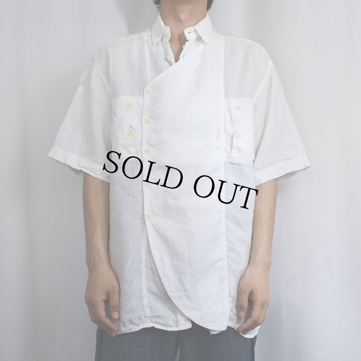 画像2: FRANCE製 リネンデザインシャツ size42 (2)