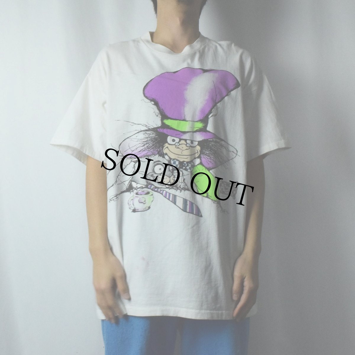 画像3: 90's Alice in Wonderland USA製 "Mad Hatter" キャラクターイラストTシャツ XL (3)