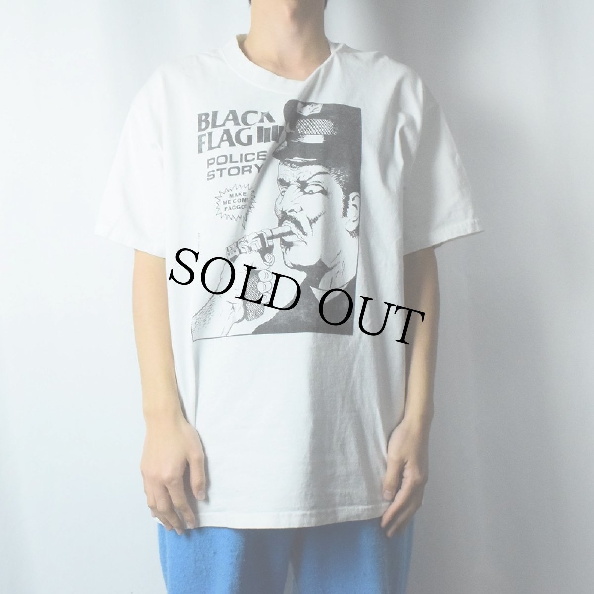 画像2: BLACK FLAG "POLICE STORY" ハードコアパンクバンドTシャツ L (2)