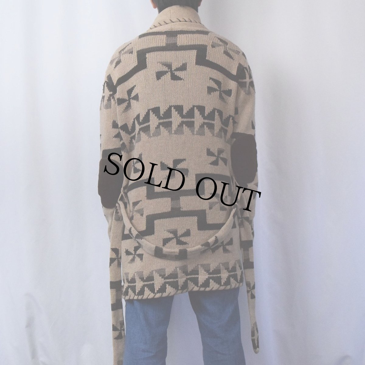 画像3: Leuren Ralph Lauren 卍 ショールカラー ウールニットガウン XL (3)