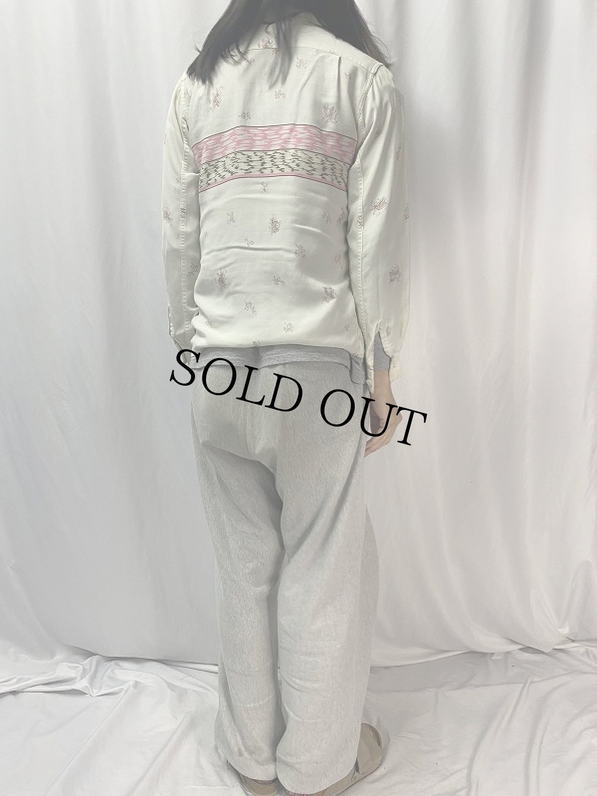 画像4: 50's PILGRIM 総柄レーヨンオープンカラーシャツ S (4)