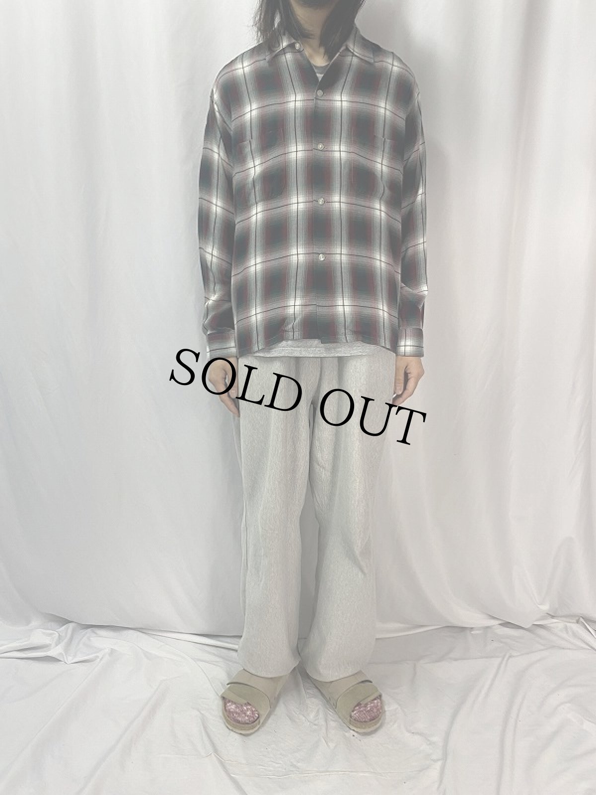 画像2: 60's PENNY'S TOWNCRAFT オンブレーチェック柄 レーヨンオープンカラーシャツ L (2)