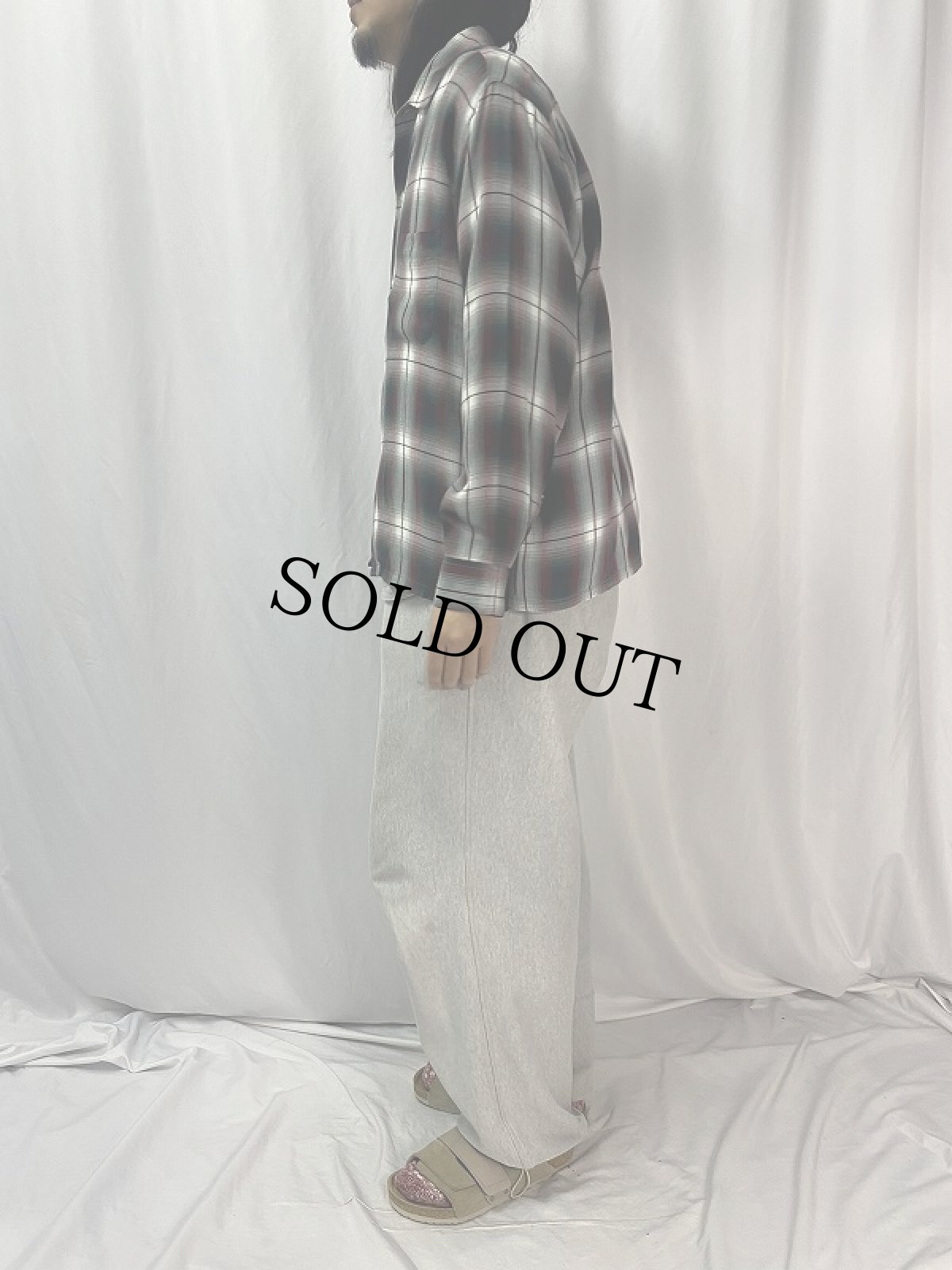 画像3: 60's PENNY'S TOWNCRAFT オンブレーチェック柄 レーヨンオープンカラーシャツ L (3)