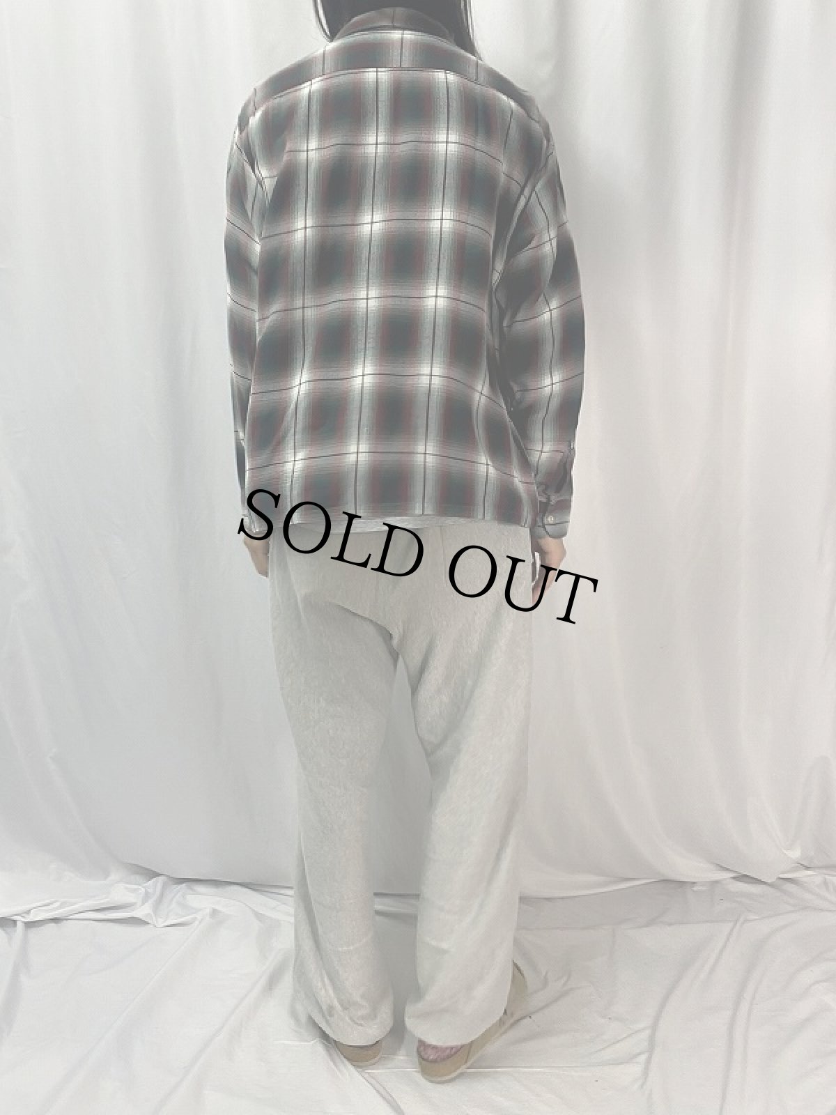 画像4: 60's PENNY'S TOWNCRAFT オンブレーチェック柄 レーヨンオープンカラーシャツ L (4)