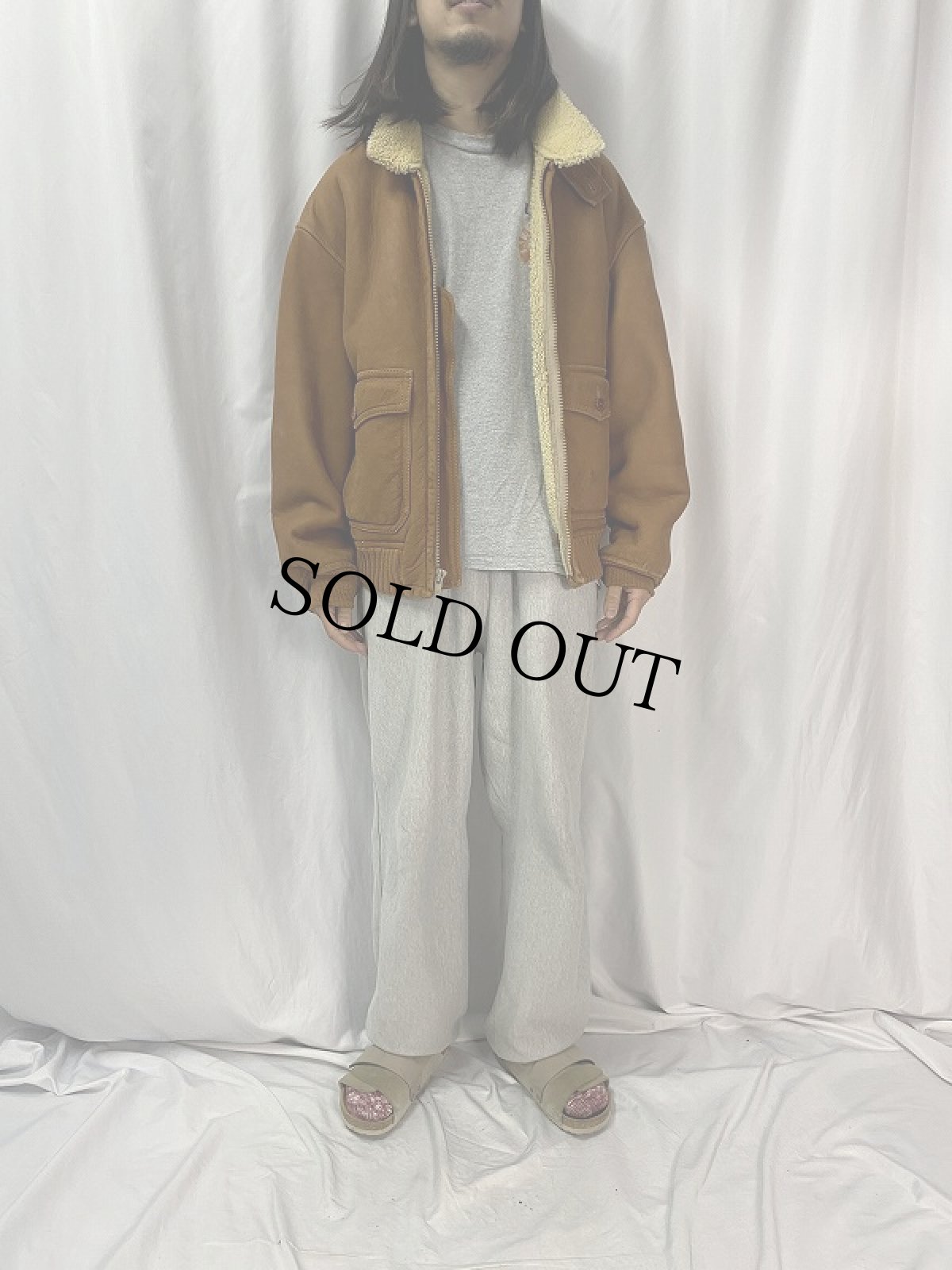 画像2: 70〜80's Burberrys' USA製 "G-1 TYPE" ムートンジャケット size40 (2)