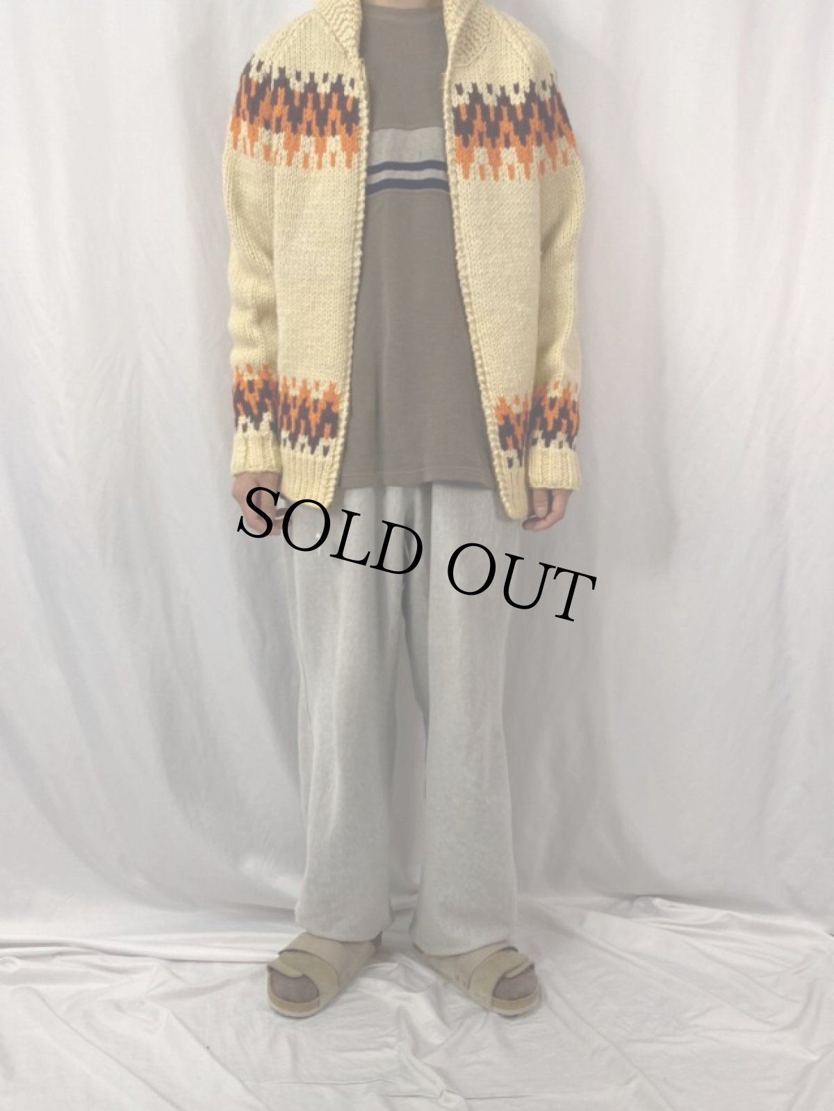 画像2: 50〜60's カウチンニットジャケット (2)