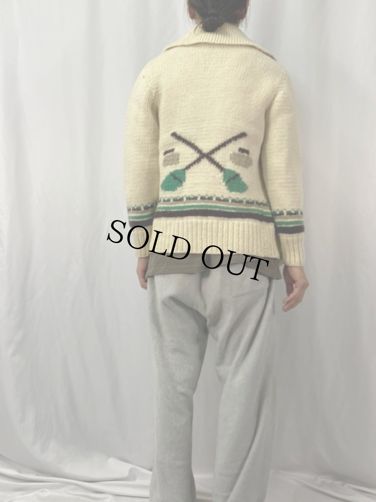 画像4: 【SALE】 60's カーリング柄 カウチンニットジャケット (4)