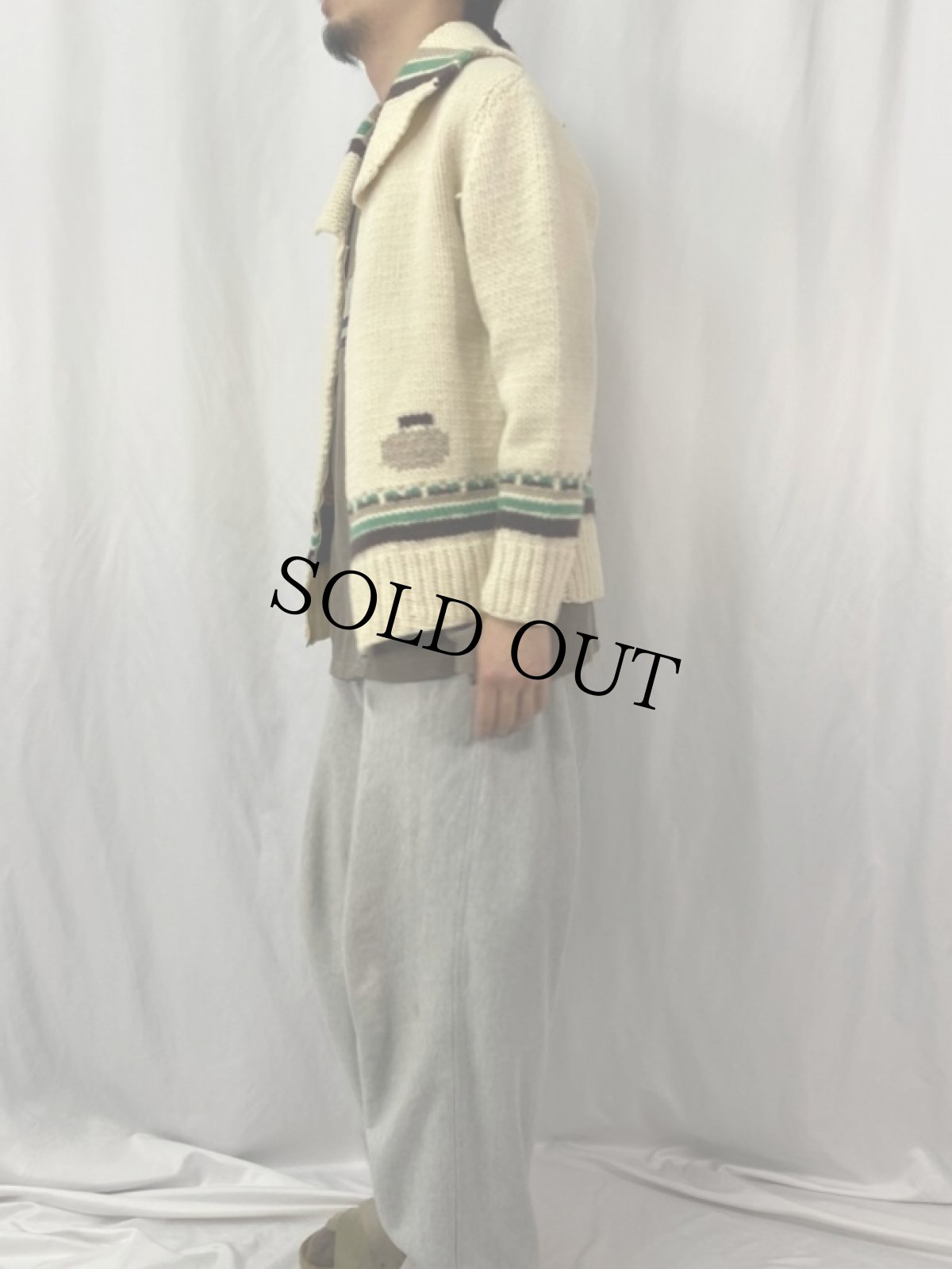 画像3: 【SALE】 60's カーリング柄 カウチンニットジャケット (3)