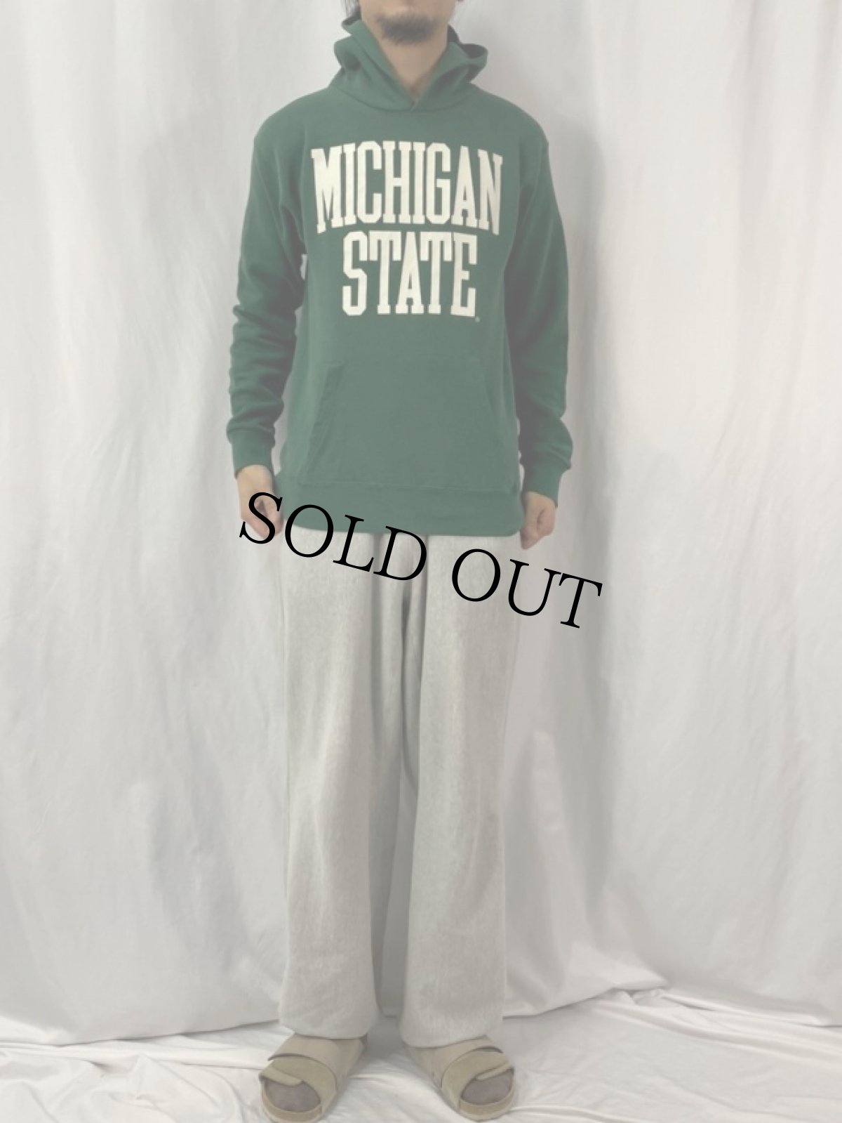 画像2: 90's USA製 "MICHIGAN STATE" スウェットフーディー M (2)