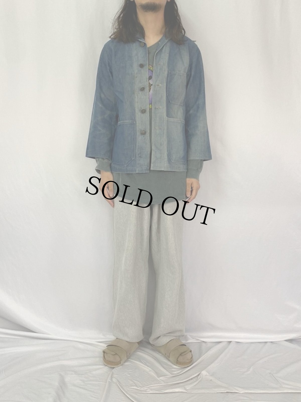 画像2: 40's 民間品 U.S.NAVY ショールカラー カバーオール (2)