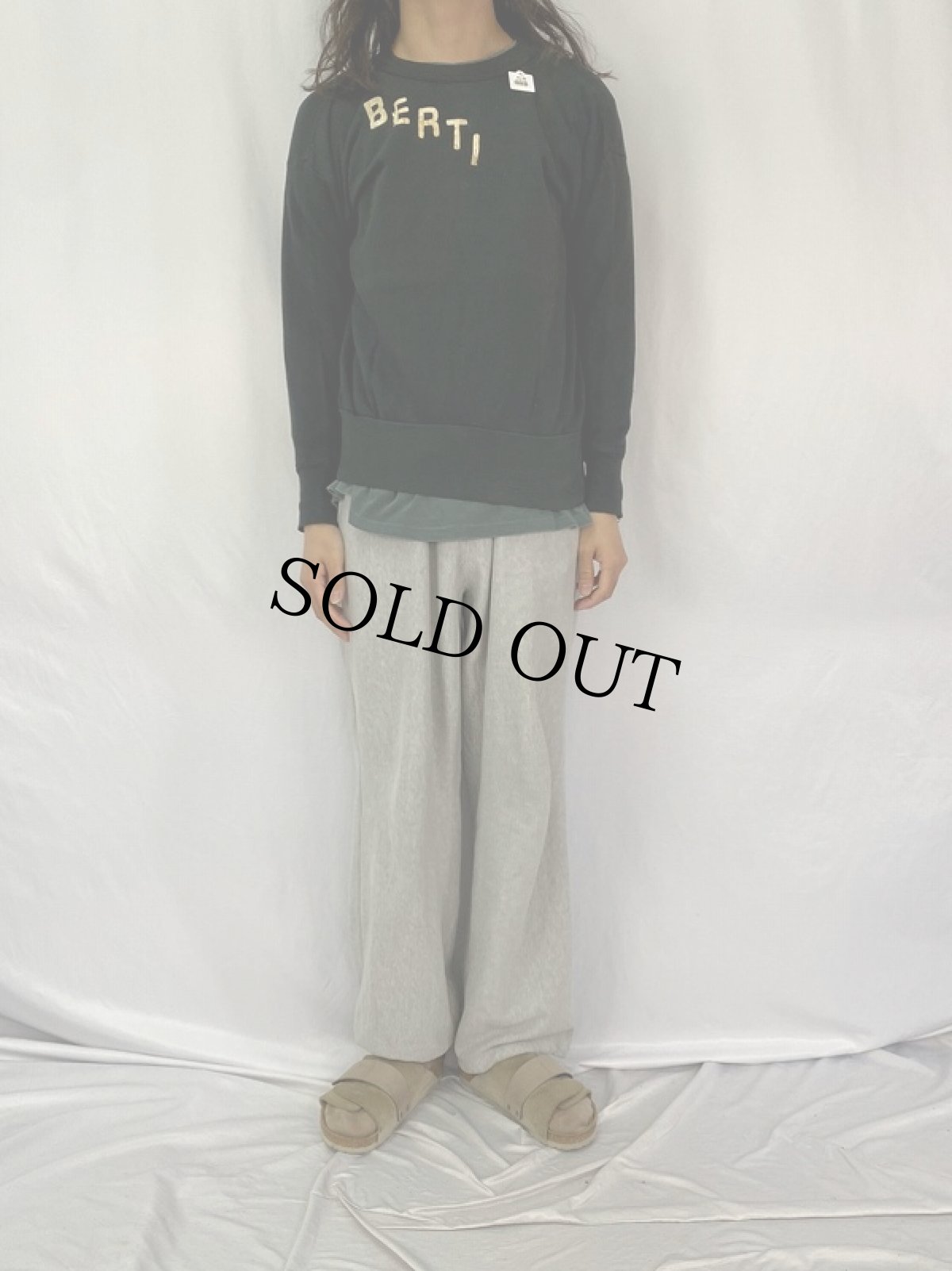 画像2: 50's "BERTI" フロッキープリントスウェット BLACK (2)