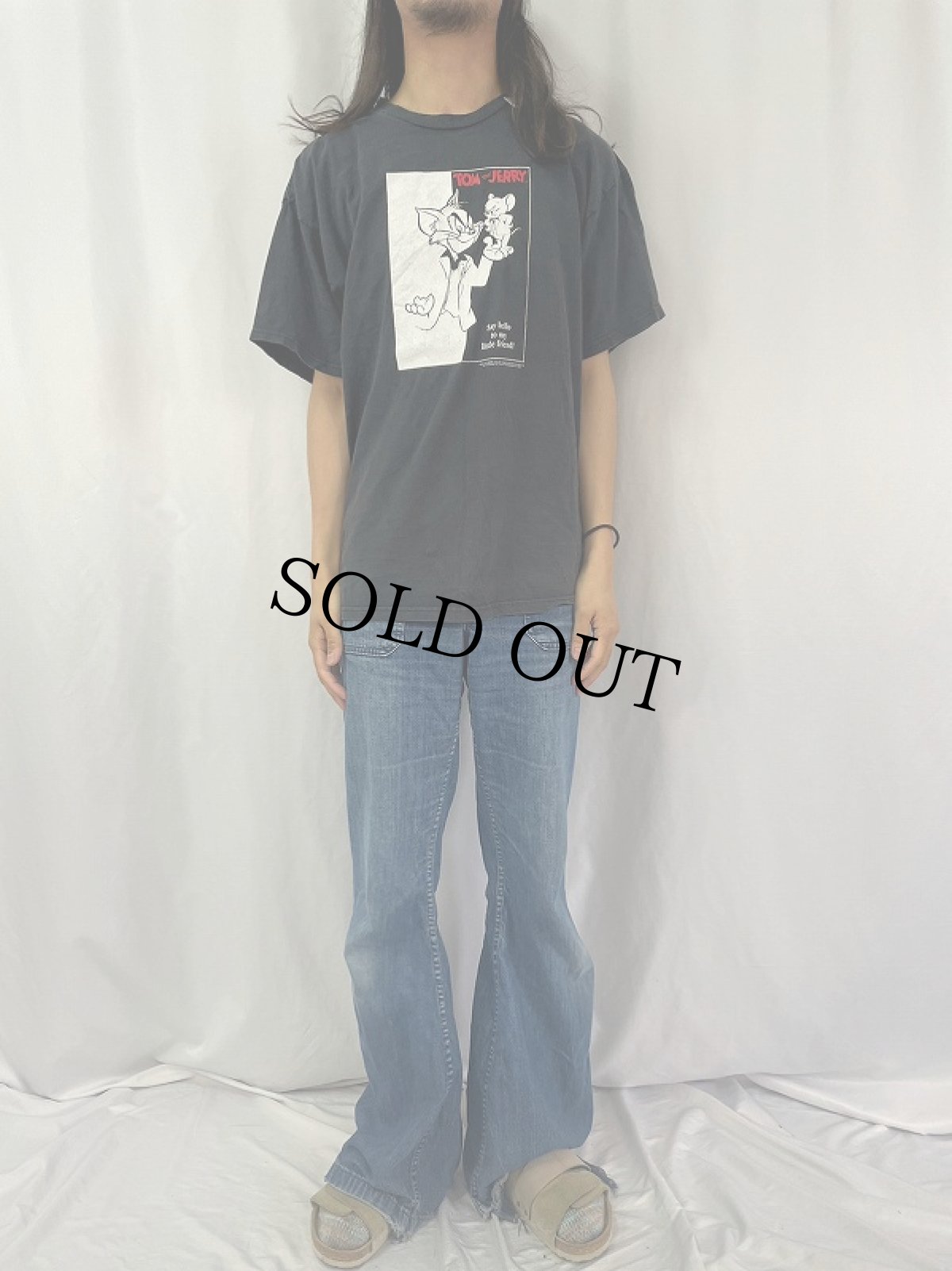 画像2: TOM AND JERRY キャラクターパロディプリントTシャツ XL (2)