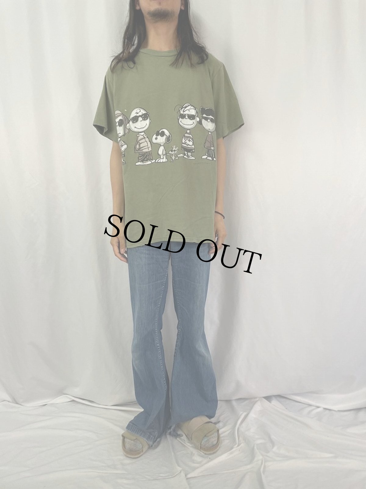 画像2: 90's PEANUTS USA製 キャラクターパロディプリントTシャツ L  (2)