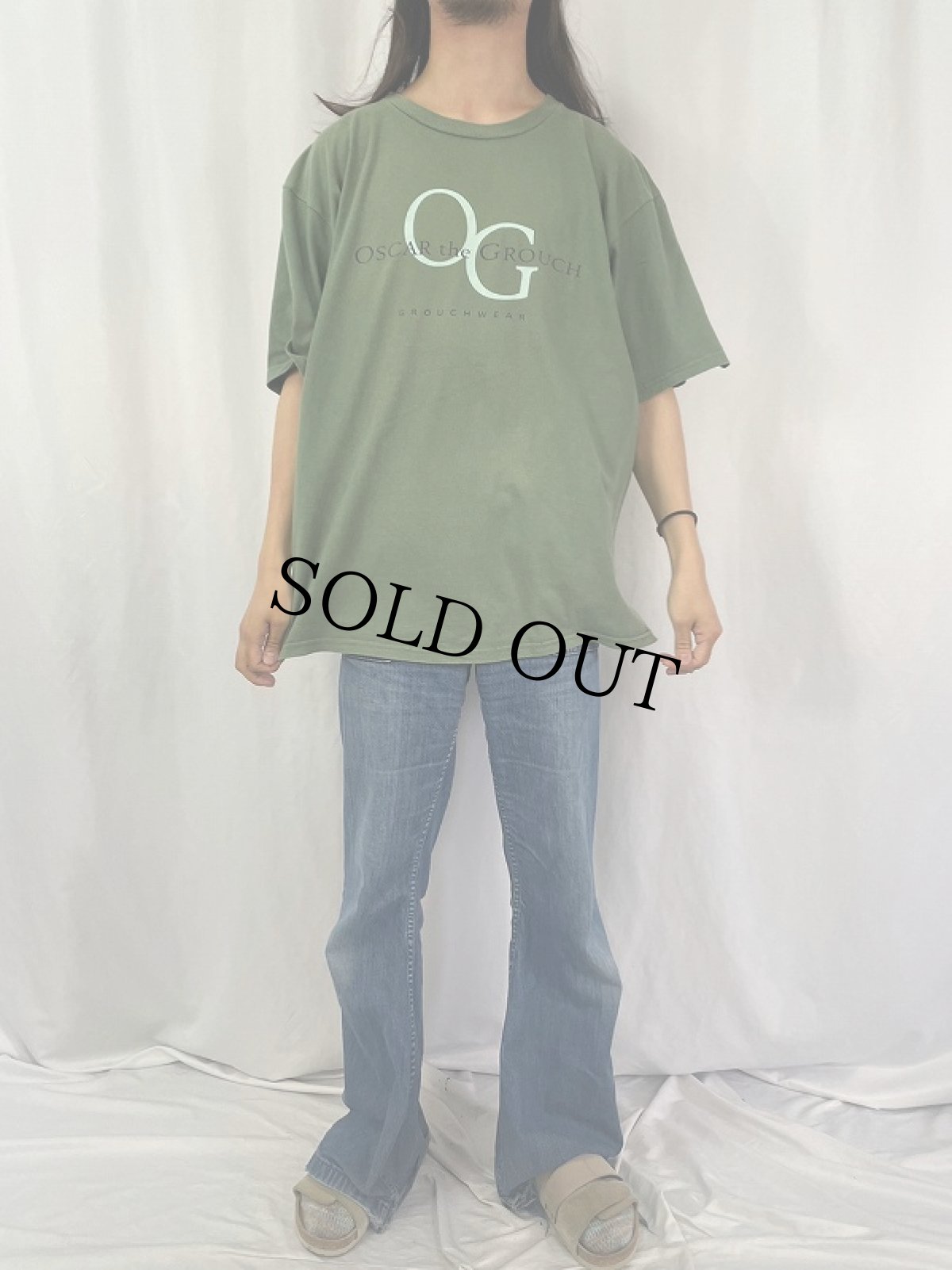 画像2: 90's SESAME STREET USA製 "OSCAR" キャラクターパロディプリントTシャツ XL (2)