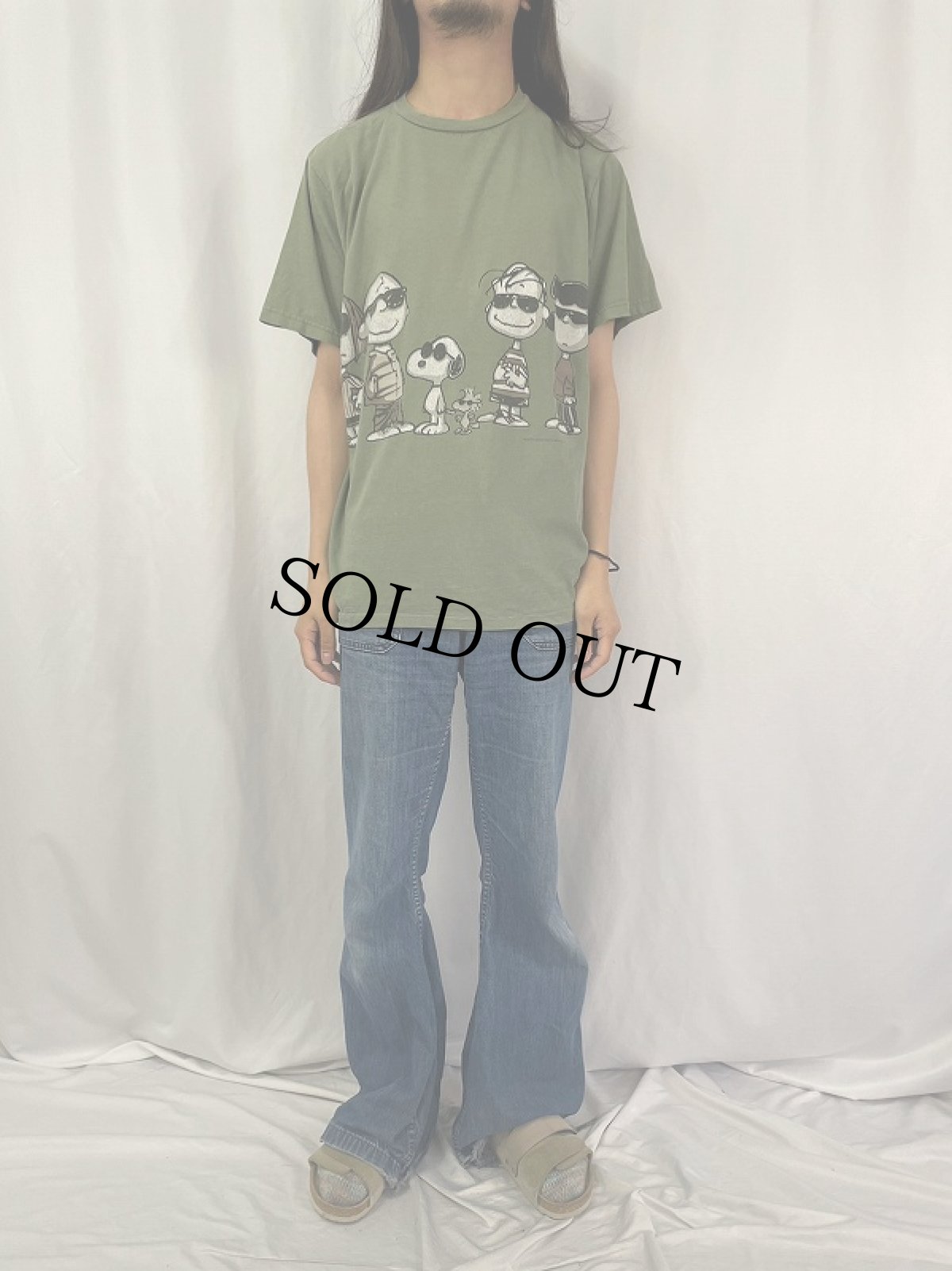 画像2: 90's PEANUTS USA製 キャラクターパロディプリントTシャツ L (2)