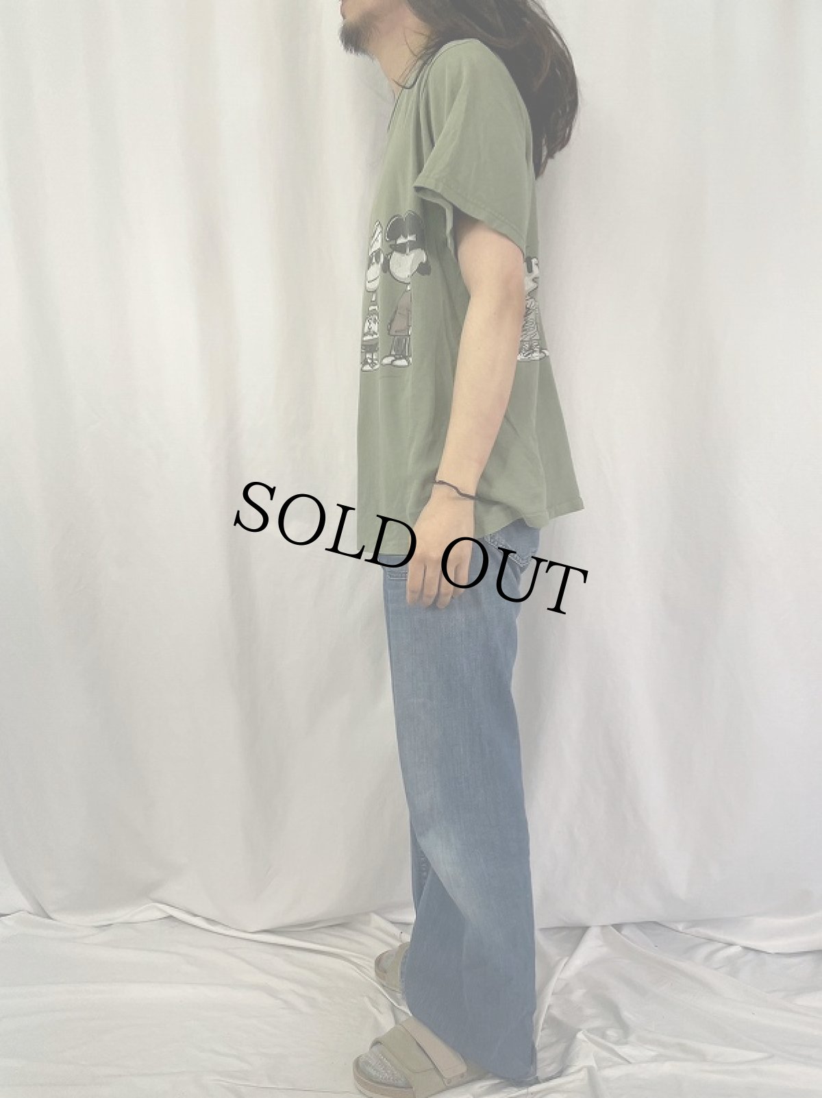 画像3: 90's PEANUTS USA製 キャラクターパロディプリントTシャツ L (3)