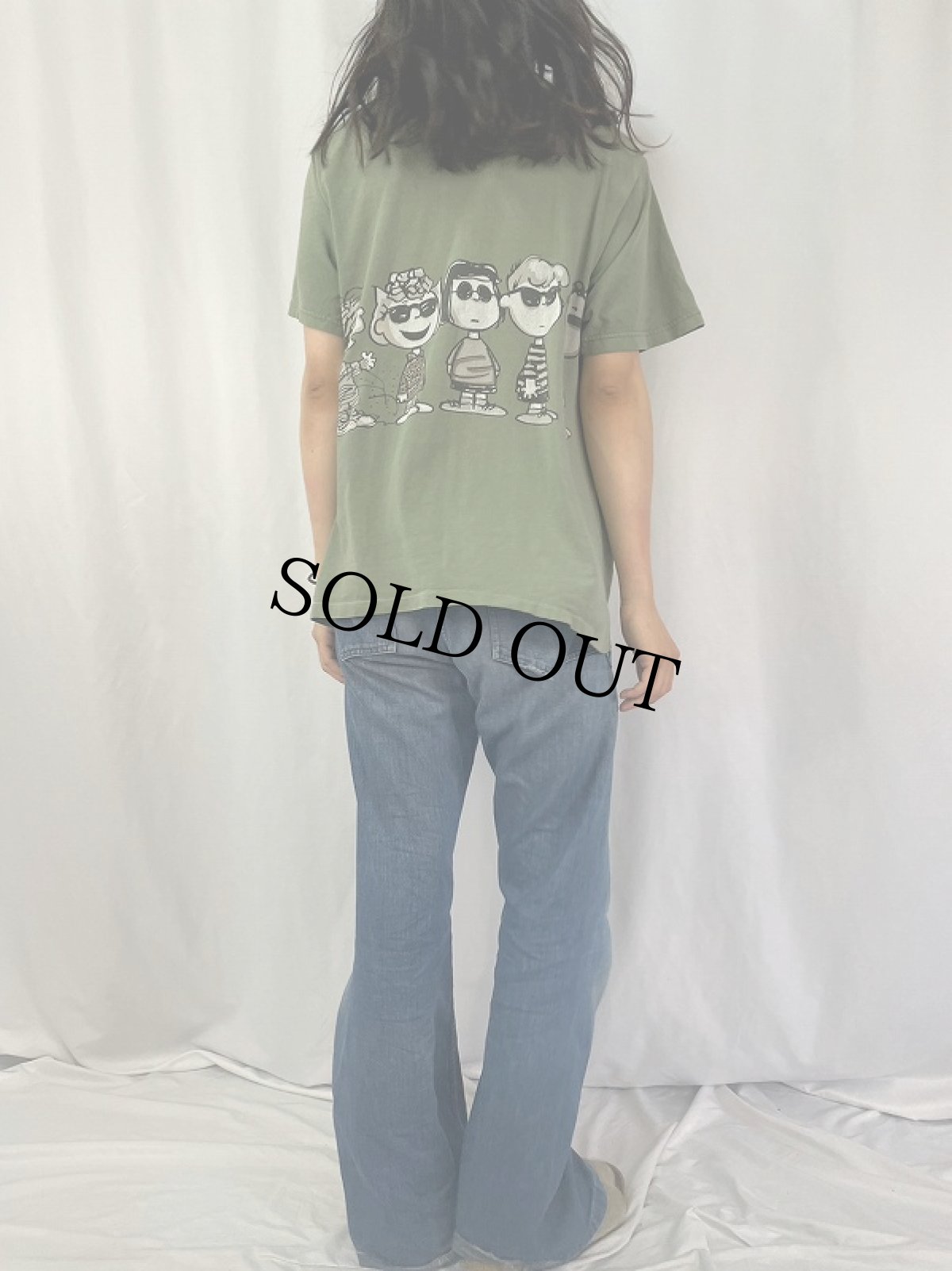 画像4: 90's PEANUTS USA製 キャラクターパロディプリントTシャツ L (4)