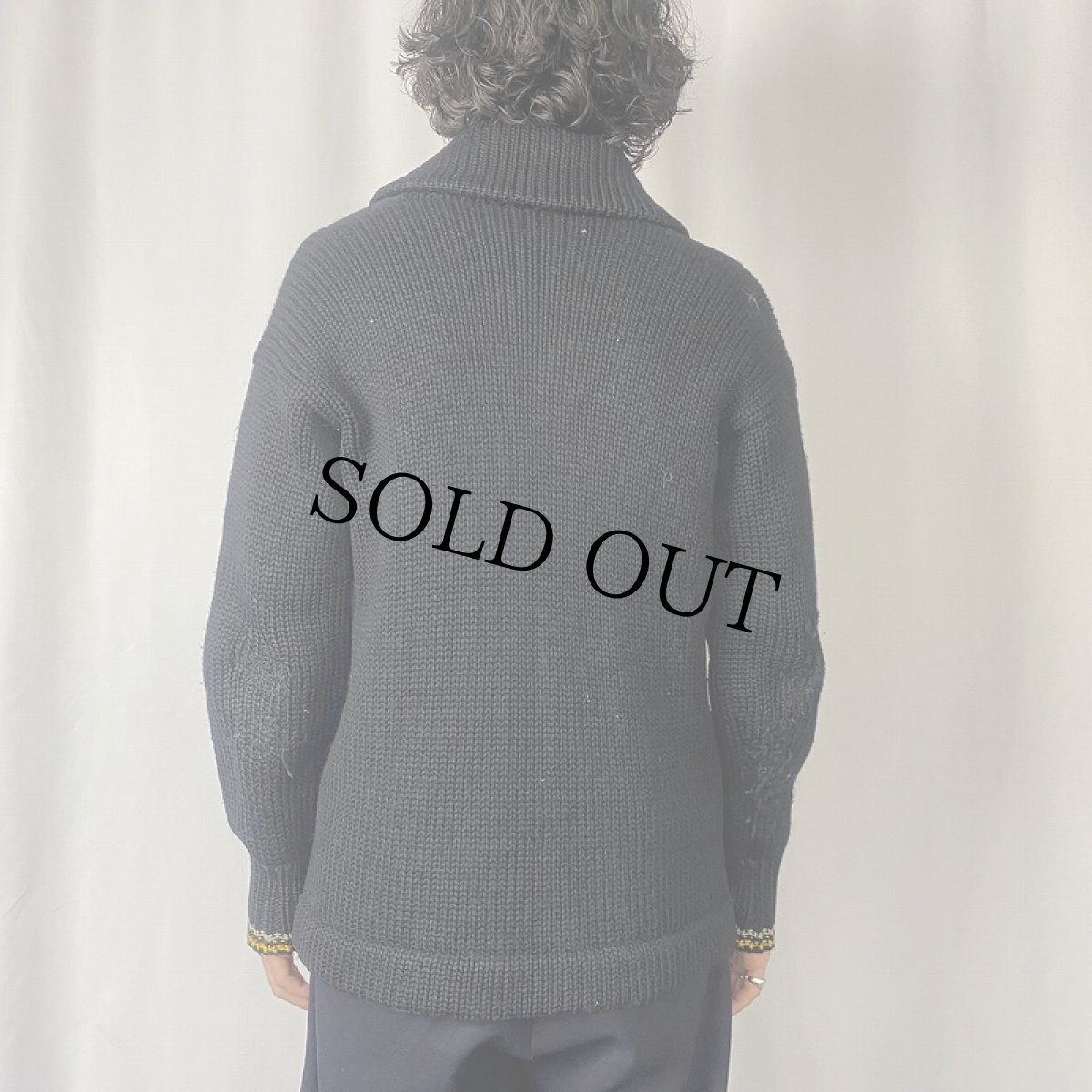 画像3: 30's USMA "WEST POINT" ショールカラー カデットニットカーディガン BLACK   (3)