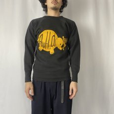 画像2: 60's Hanes "Au H2O 64" 象プリントラグランスウェット BLACK M (2)