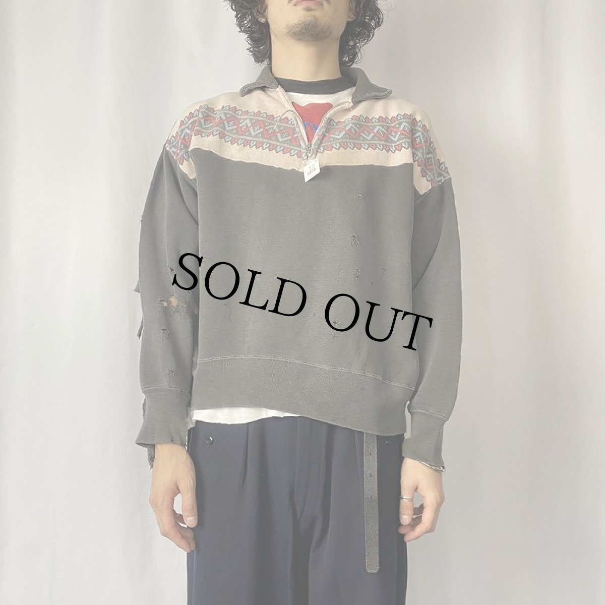 画像2: 50's 雪柄 ハーフジップスウェット (2)