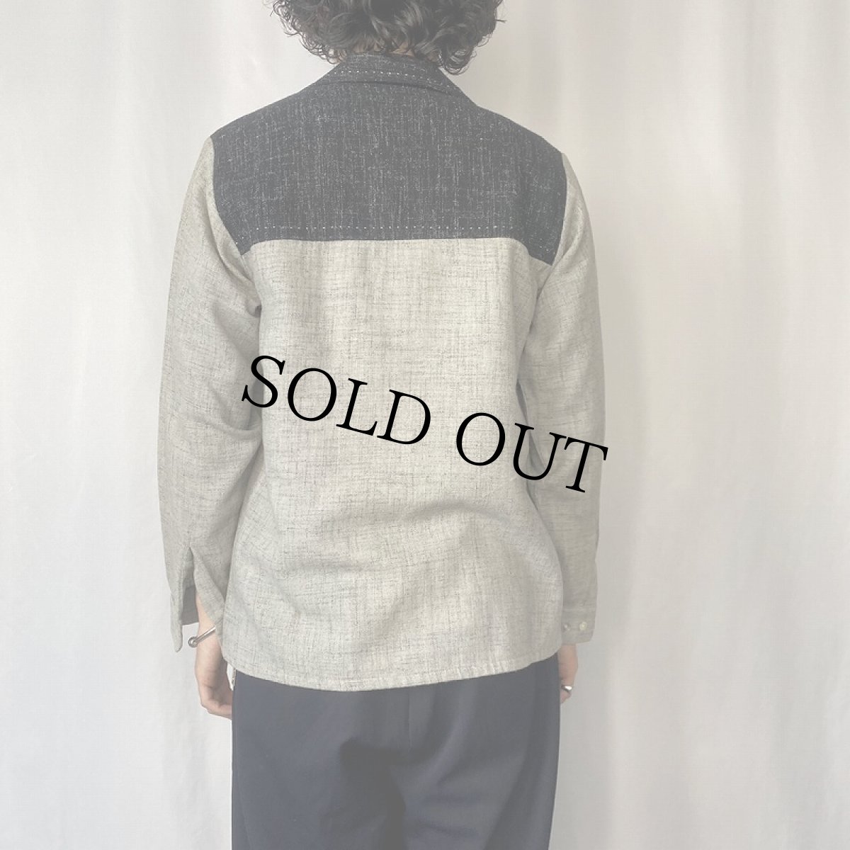 画像3: 50's marlboro カスリ ウールオープンカラーシャツ S (3)