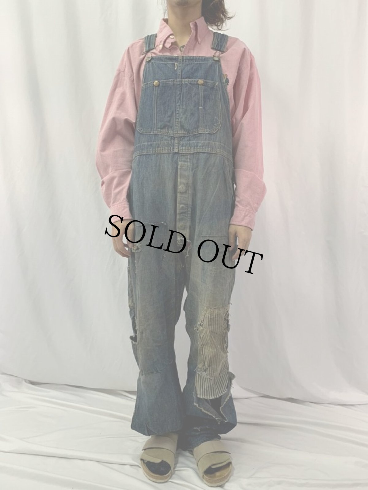 画像2: 30〜40's Lee "ロングL" デニムオーバーオール (2)