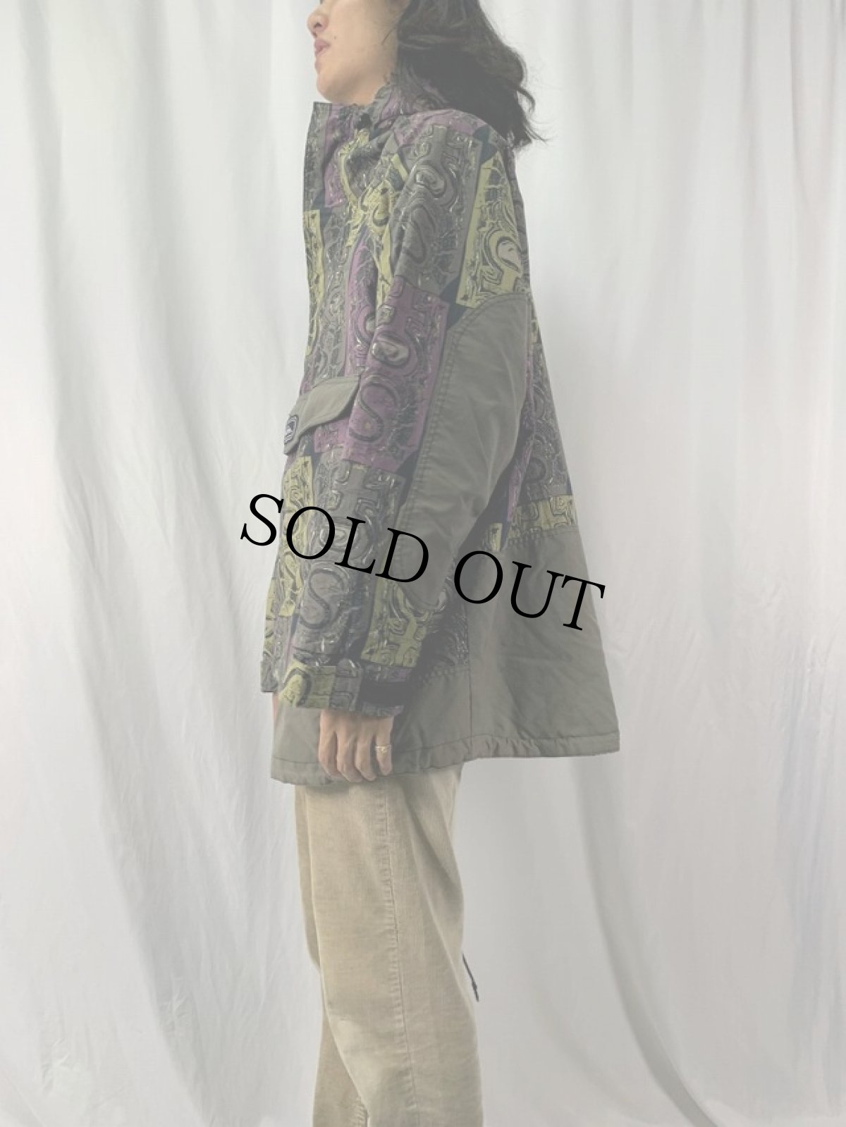 画像3: QUIKSILVER 総柄 ナイロンアノラックパーカー XL (3)