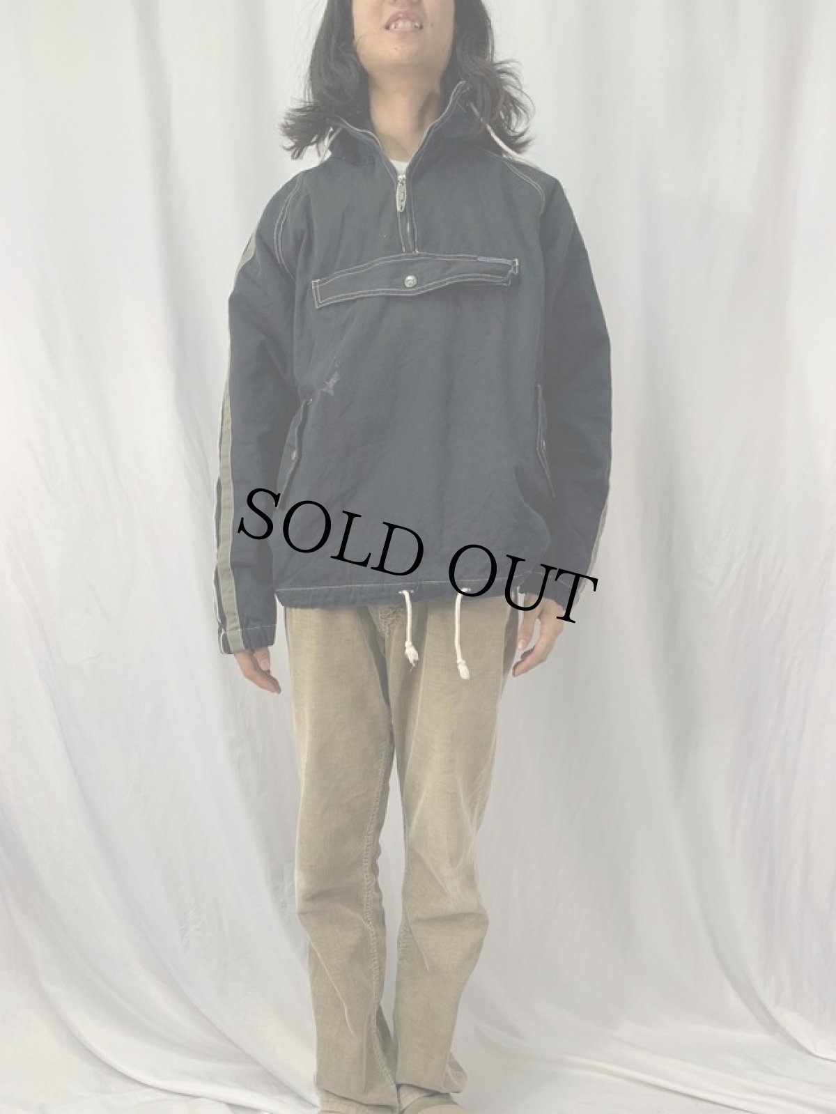 画像2: HOT BUTTERED キルティングライナー ラインデザイン コットンアノラックパーカー L (2)