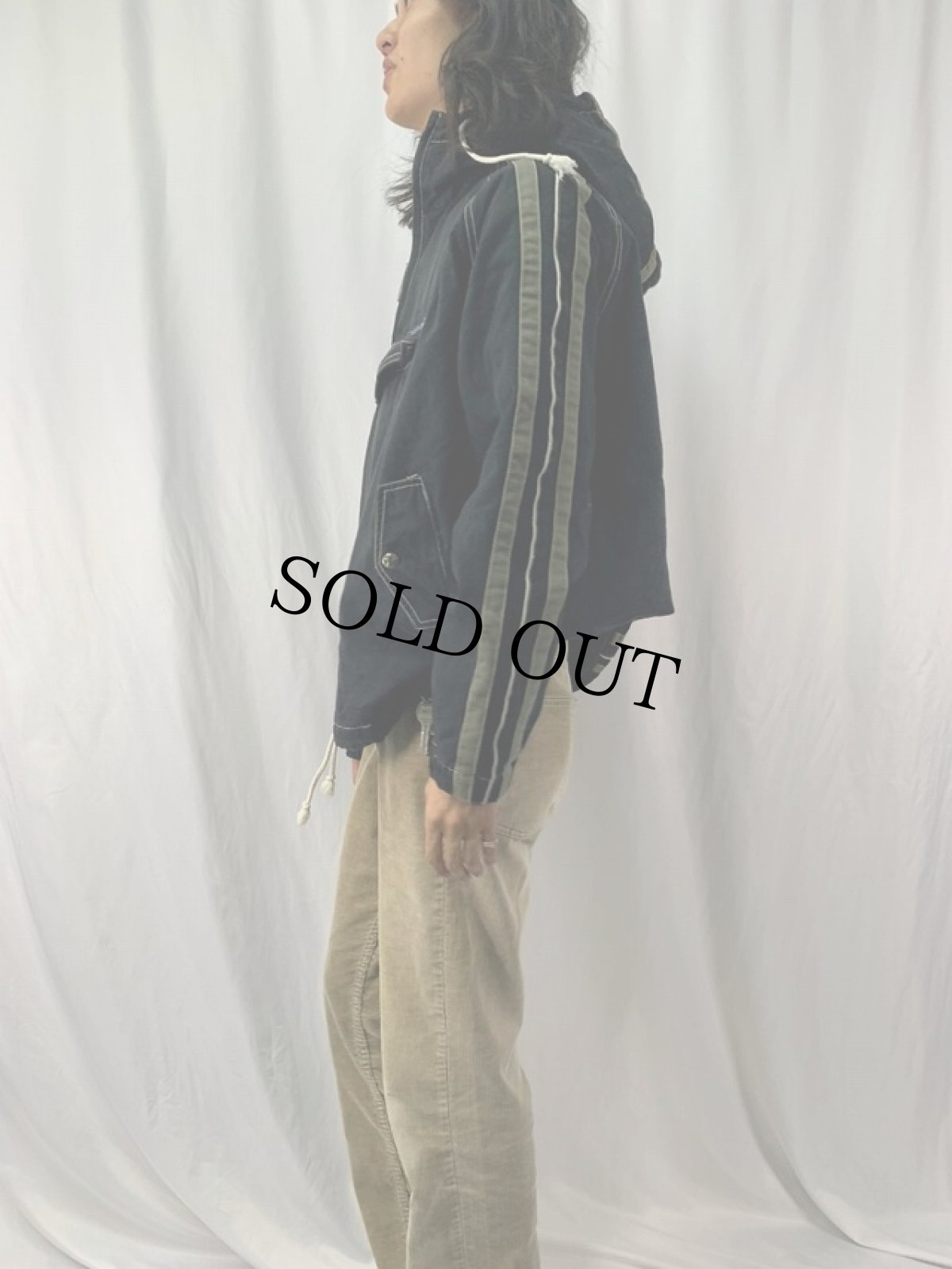 画像3: HOT BUTTERED キルティングライナー ラインデザイン コットンアノラックパーカー L (3)