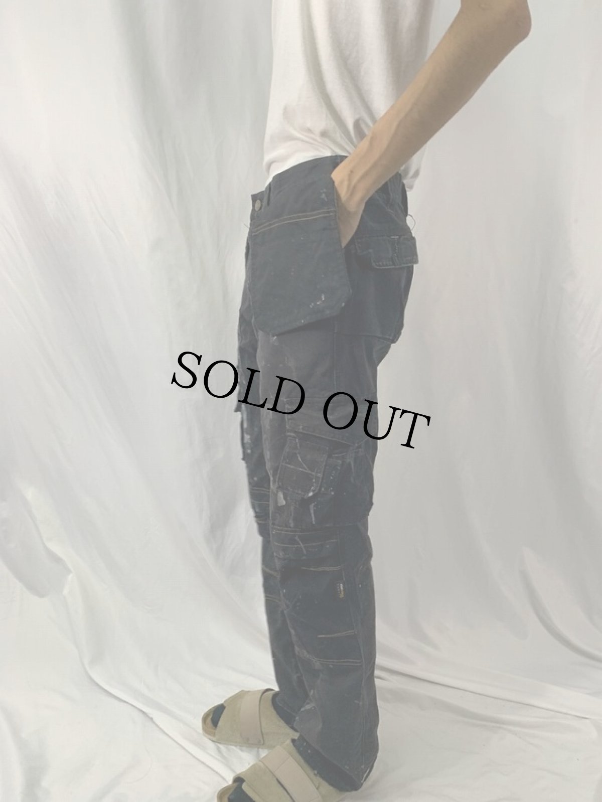 画像3: SIDEWINDER ペンキペイント コットンカーゴパンツ W31 (3)