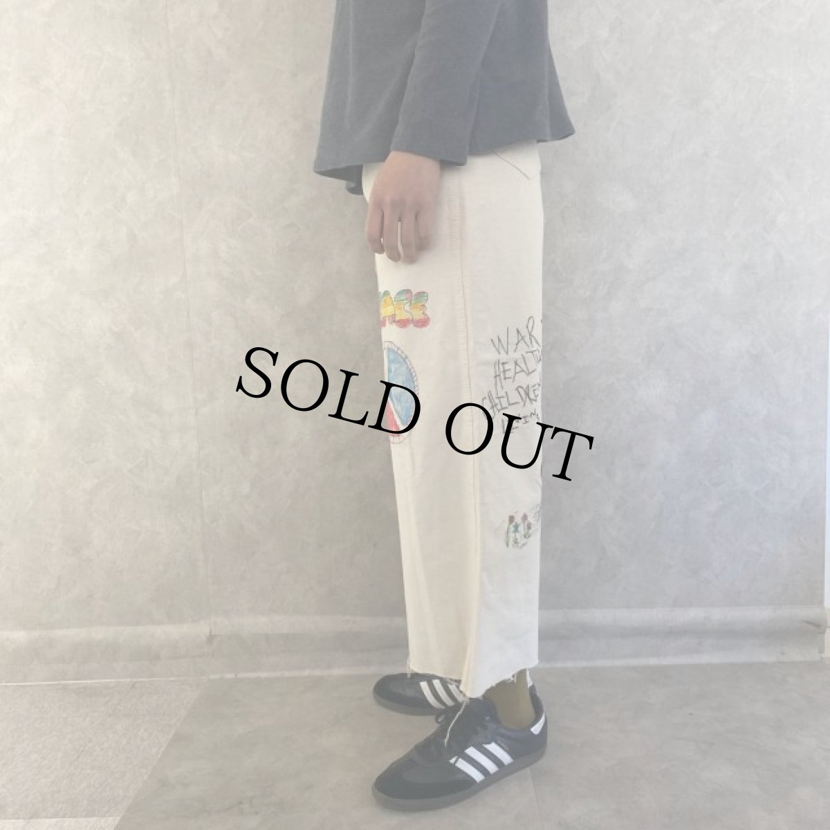 画像4: ハンドペイント フレアパンツ (4)