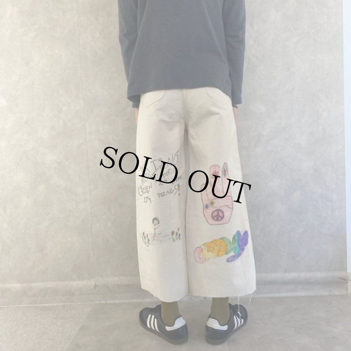 画像5: ハンドペイント フレアパンツ (5)