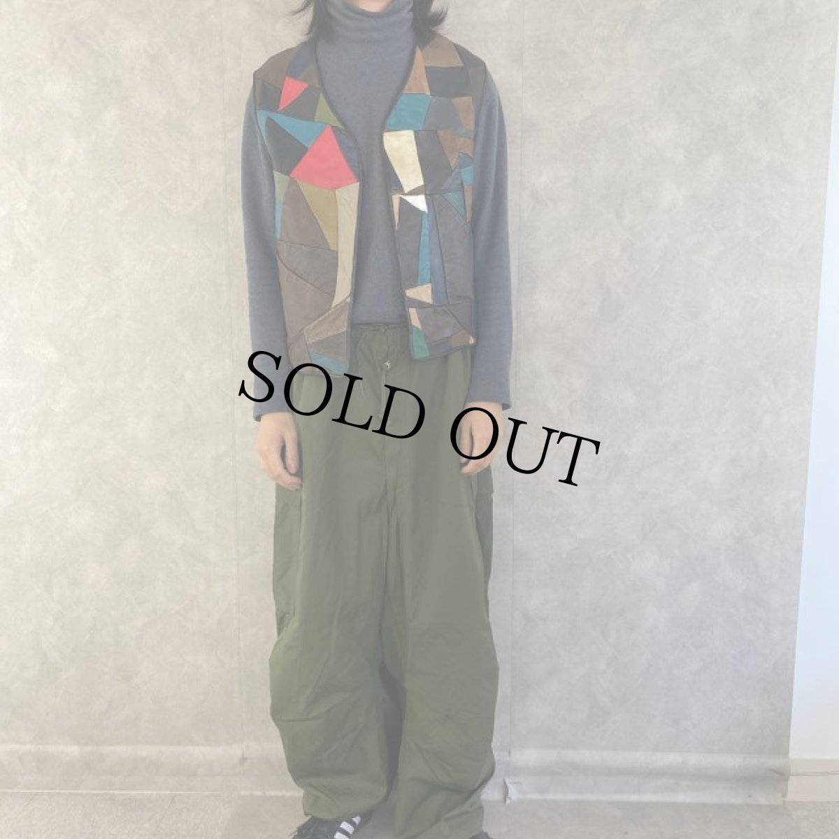 画像2: パッチワーク レザーベスト (2)