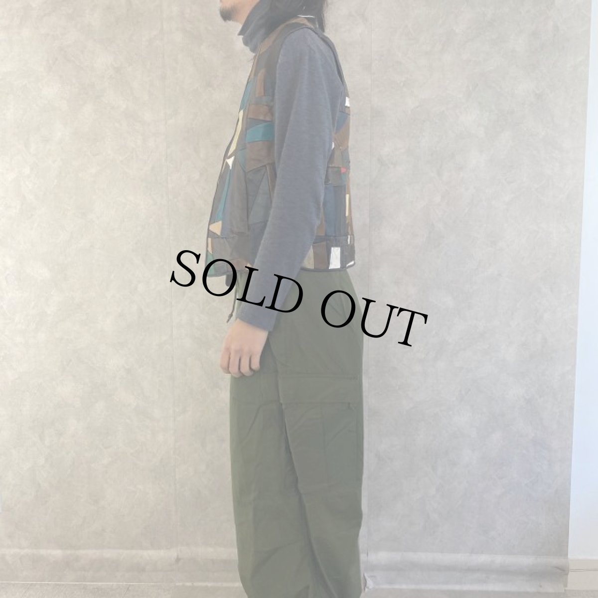 画像3: パッチワーク レザーベスト (3)