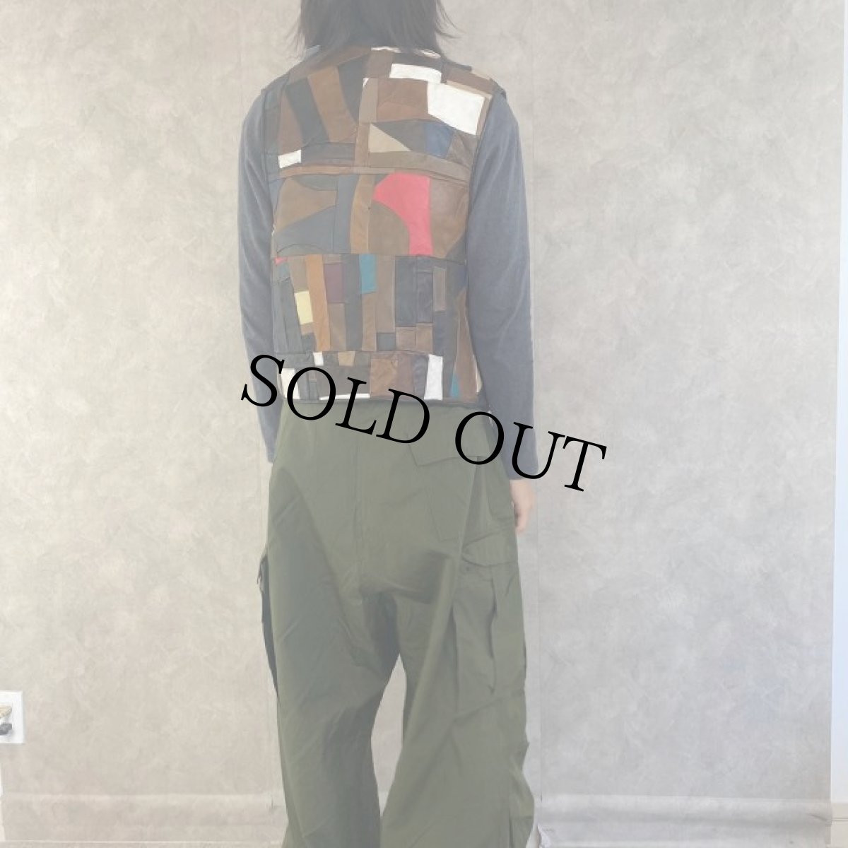 画像4: パッチワーク レザーベスト (4)