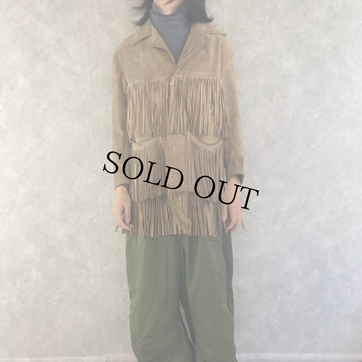 画像2: 70's VAZQUEZ フリンジ スエードレザージャケット (2)