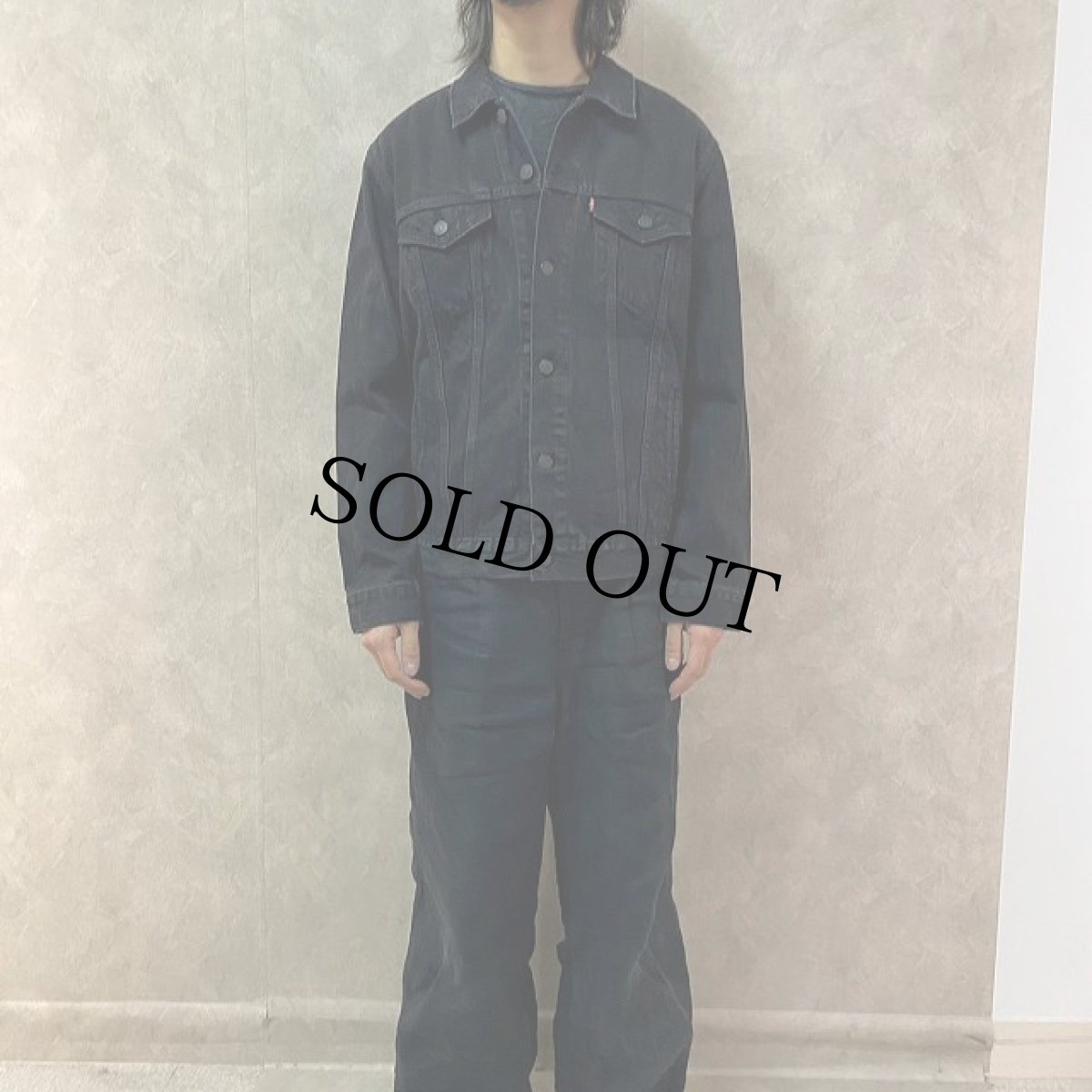 画像2: Levi's ブラックデニムジャケット L (2)