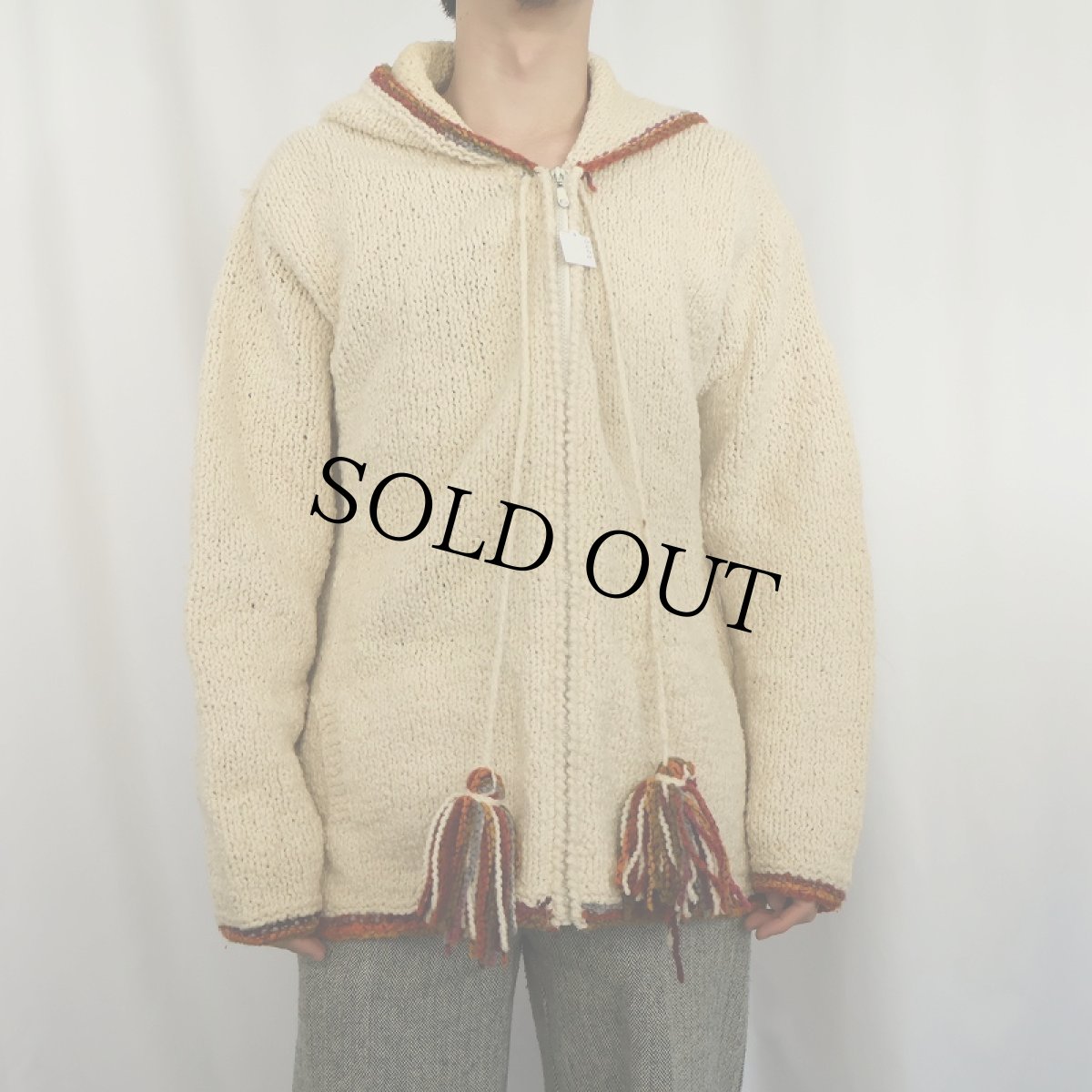 画像3: Bolivian Imports by Lucy ECUADOR製 ウールニットパーカー L (3)