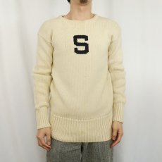 画像2: 50's ウール アワードニットセーター (2)