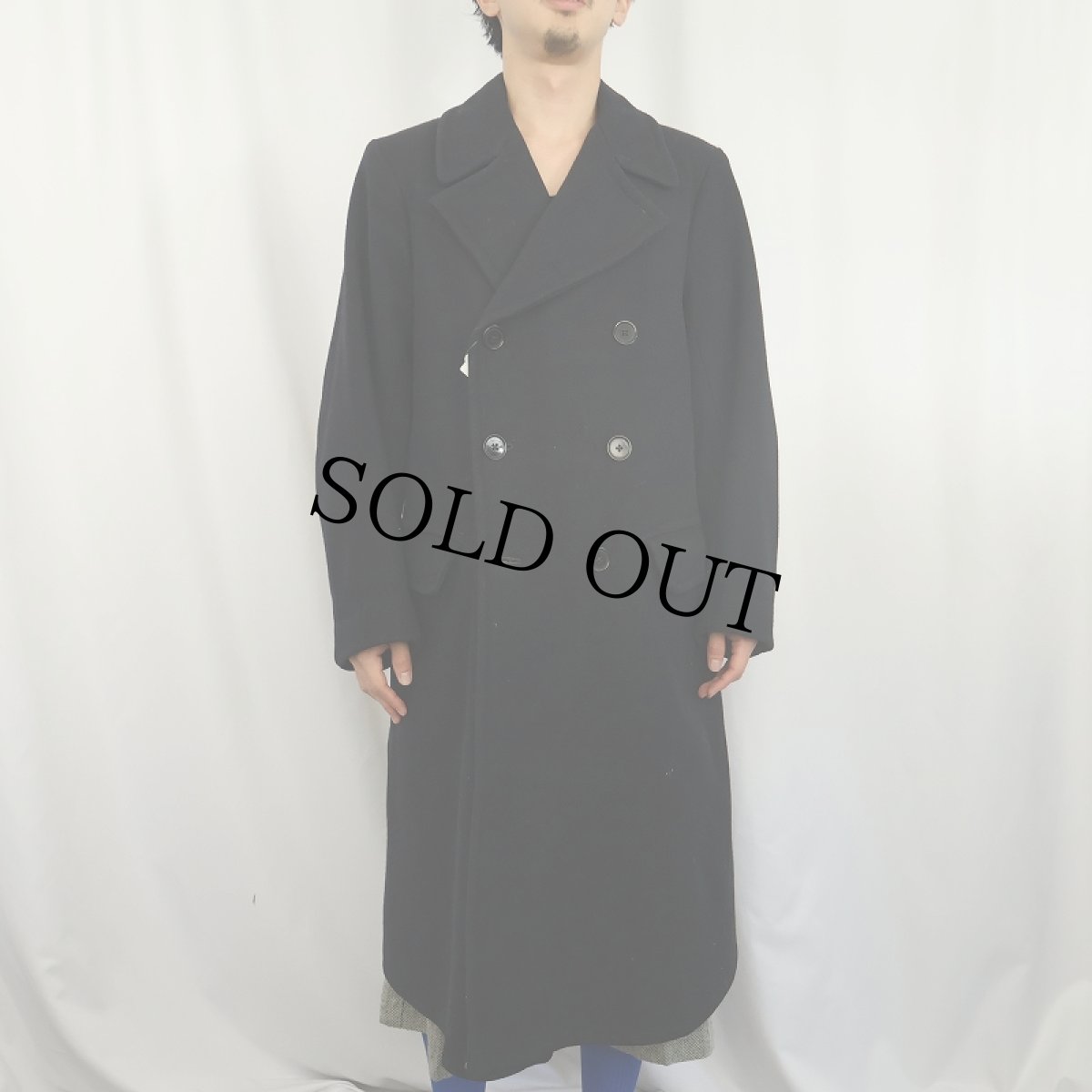 画像2: 40's Royal Navy ウールコート BLACK SIZE5 (2)