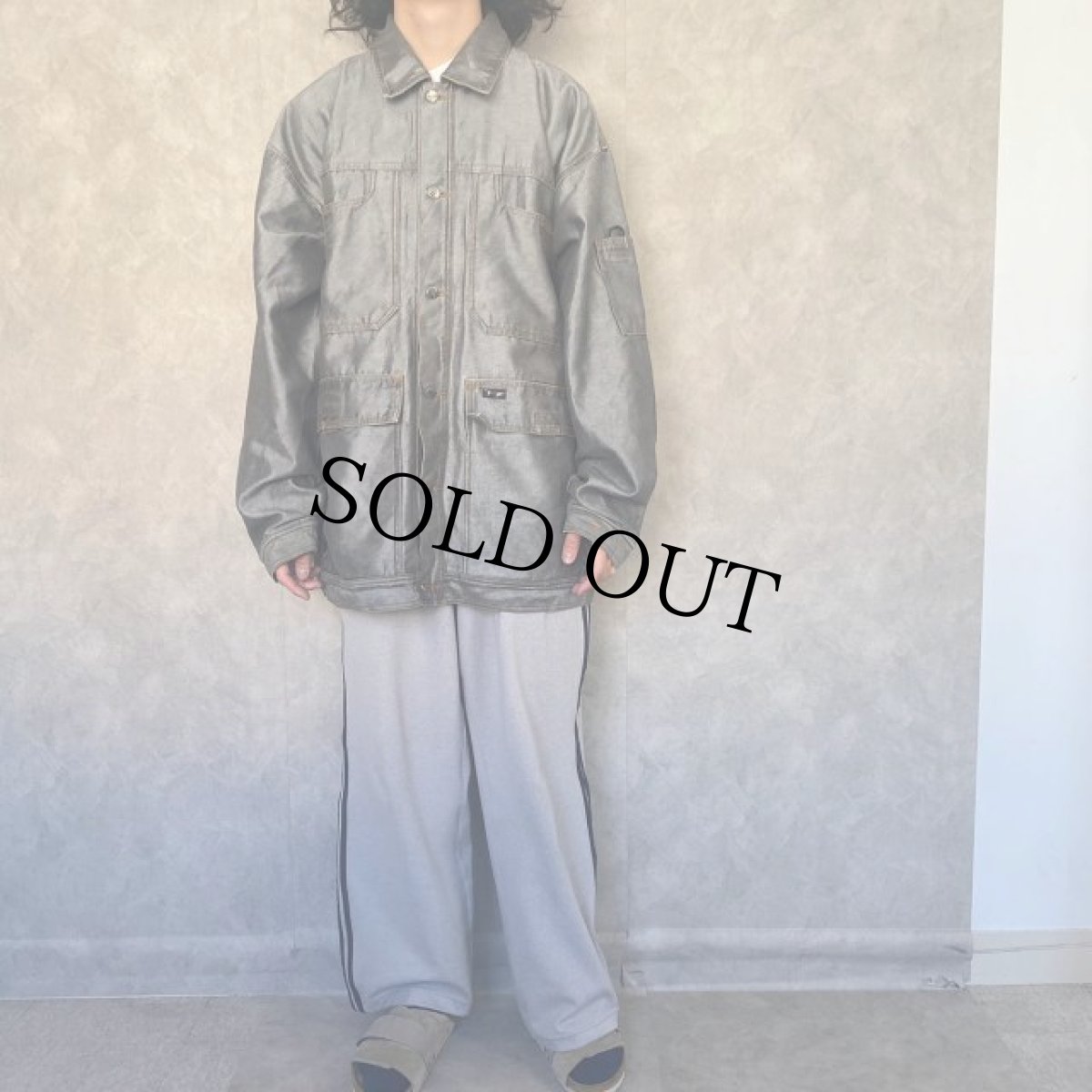 画像2: シャイニーカラー デニムジャケット XXL (2)