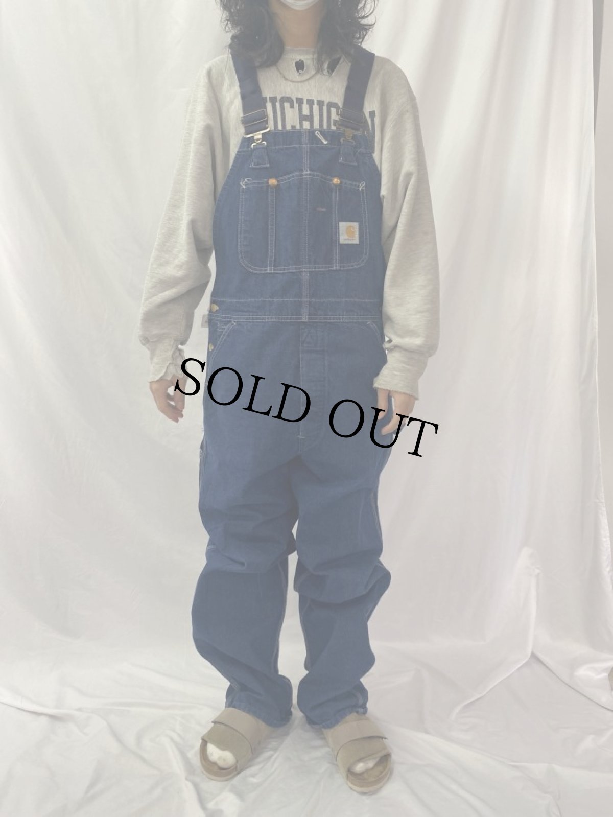 画像2: Carhartt デニムオーバーオール W37 (2)