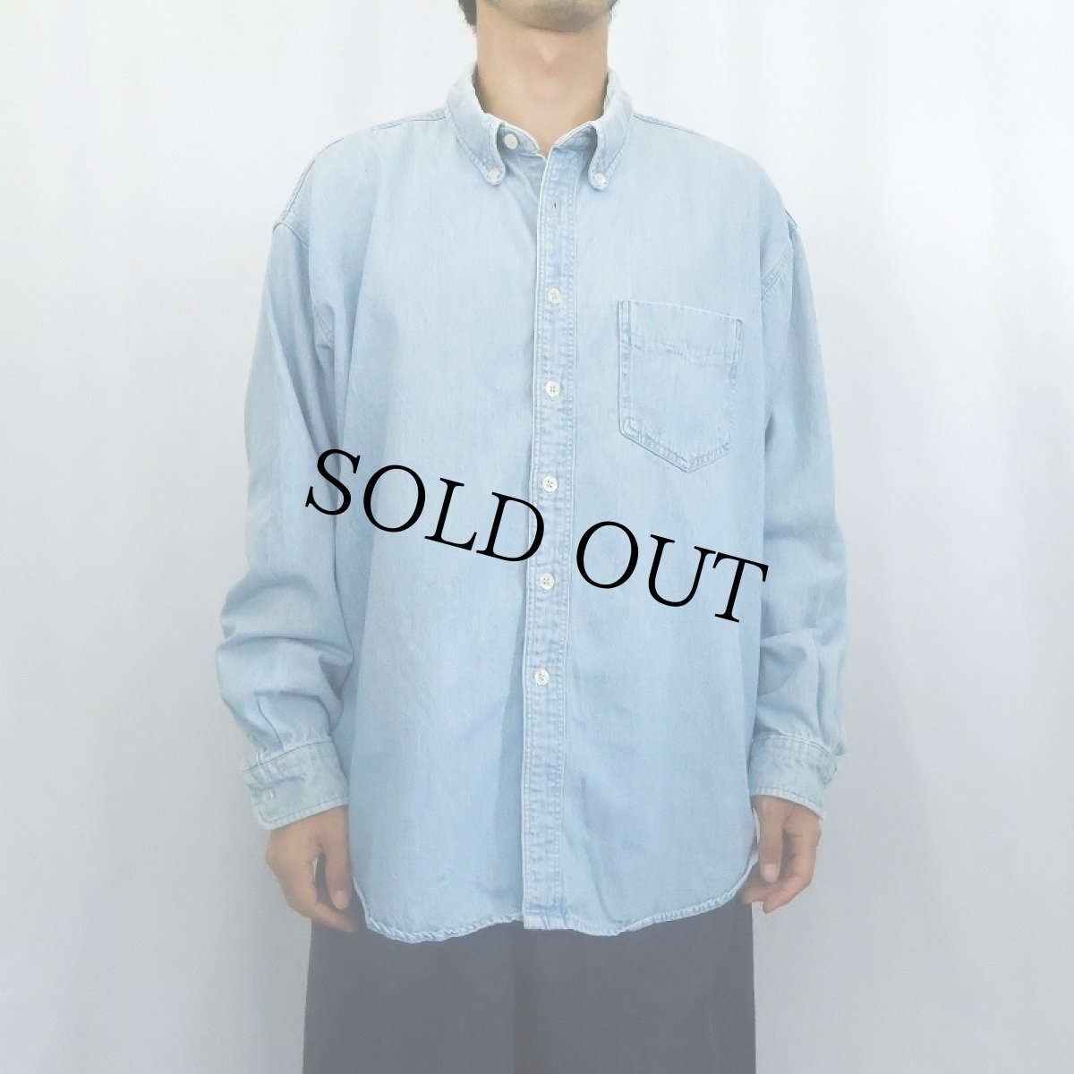 画像2: 90's J.CREW USA製 デニムボタンダウンシャツ XL (2)