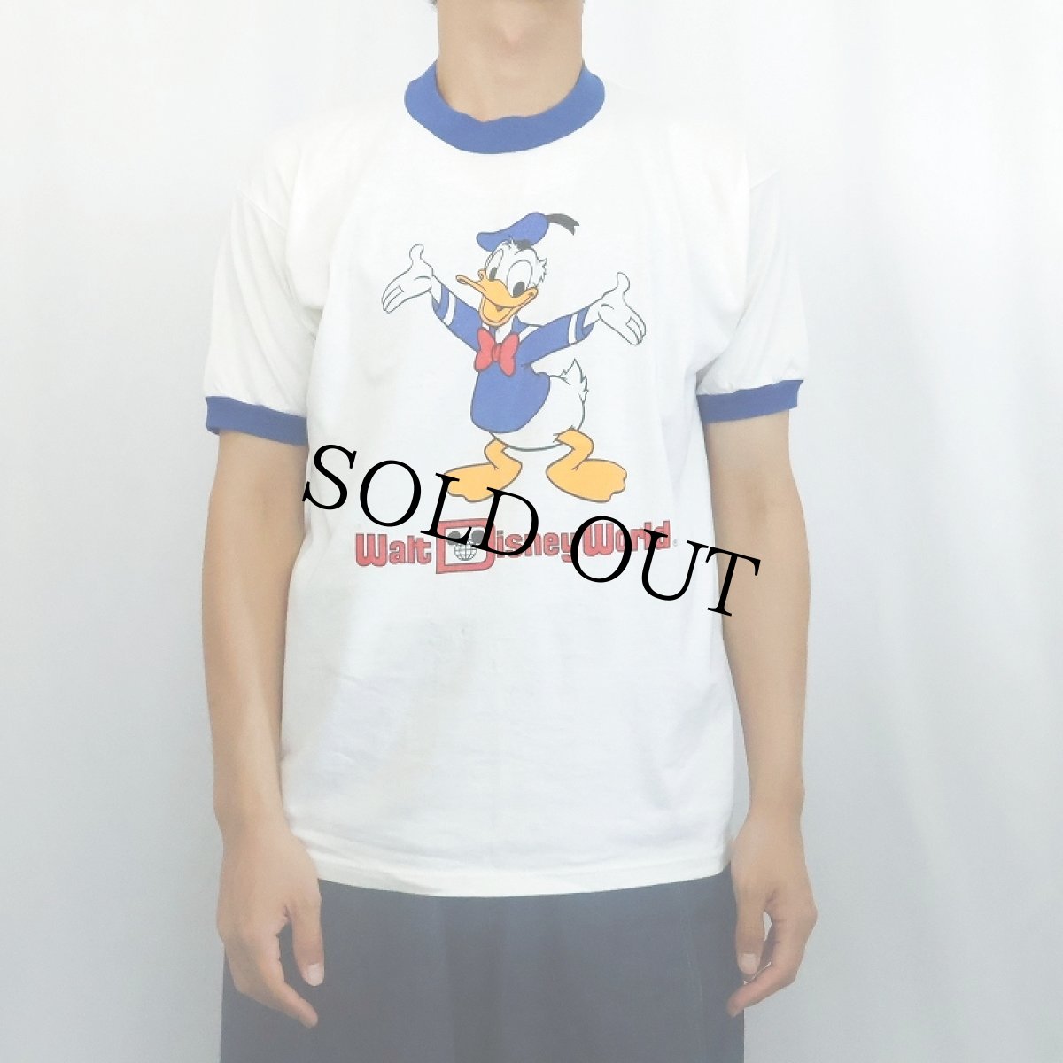 画像2: 80's Disney USA製 "Donald Duck" キャラクタープリント リンガーTシャツ L (2)