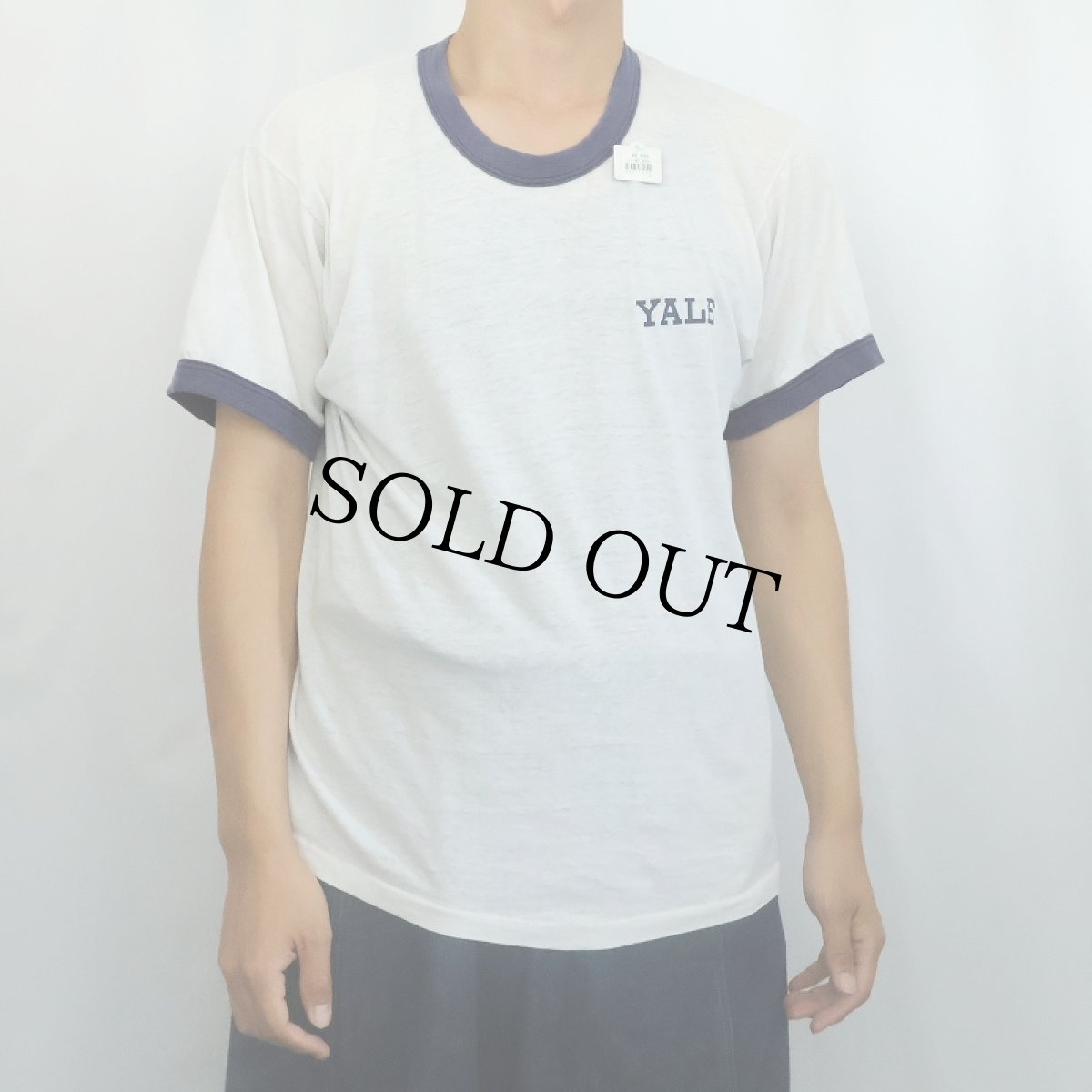 画像2: 80's DUX "YALE" プリント リンガーTシャツ L (2)